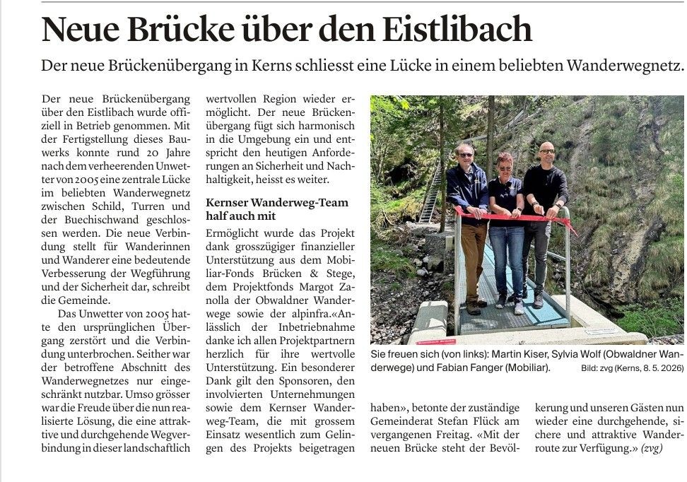 Zeitungsbericht Eistlibach